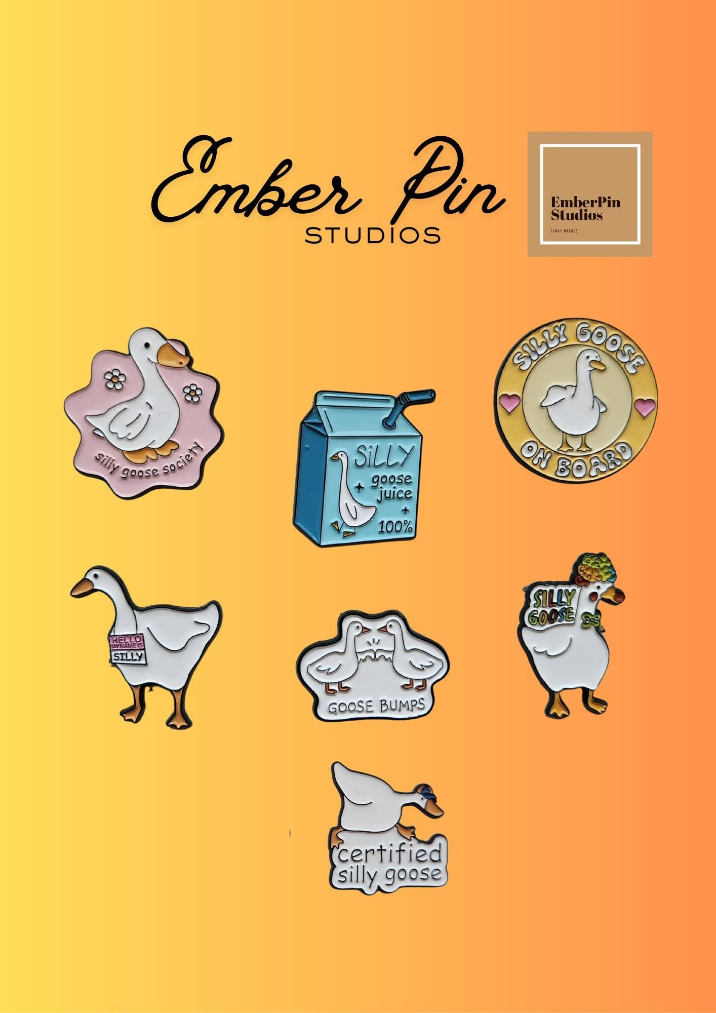 Silly Goose Enamel Pin Set – Funny Animal Pins for Backpacks & Jackets