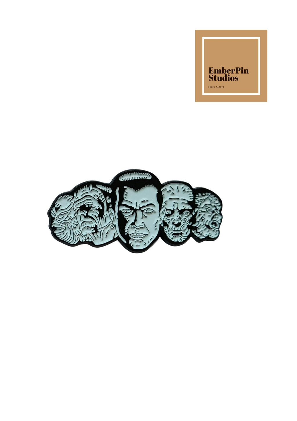 Horror Enamel Pin Set – VHS Tape Stack 1982 Poltergeist Carol Anne Ouija Board Monster Faces Pac Man Thing The Addams Family