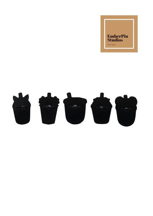 Cute Animal Boba Tea Enamel Pins Set Of 5 – Fox, Axolotl, Capybara, Hamster & Koala Kawaii Bubble Tea Accessories - Pin Badges