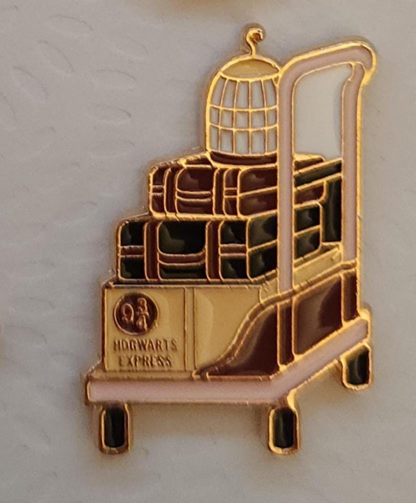 Magical Enamel Pins Set Harry Potter Inspired Spell book, Sorting Hat, Hedwig Owl, and Hogwarts Express Trolly
