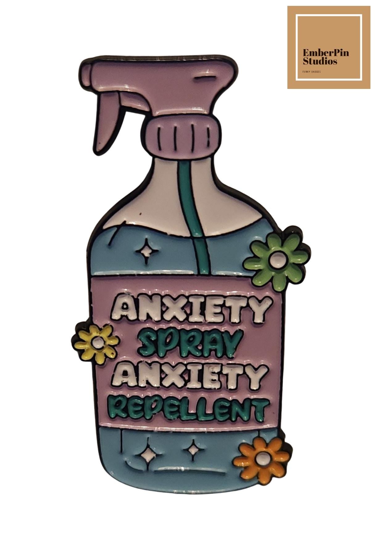 Spray Bottle Enamel Pin Set Mental Health Pins Anti-Anxiety & Self-Care Pin Collection Whimsical Accessory Gift for Bag, Jacket, or Lanyard