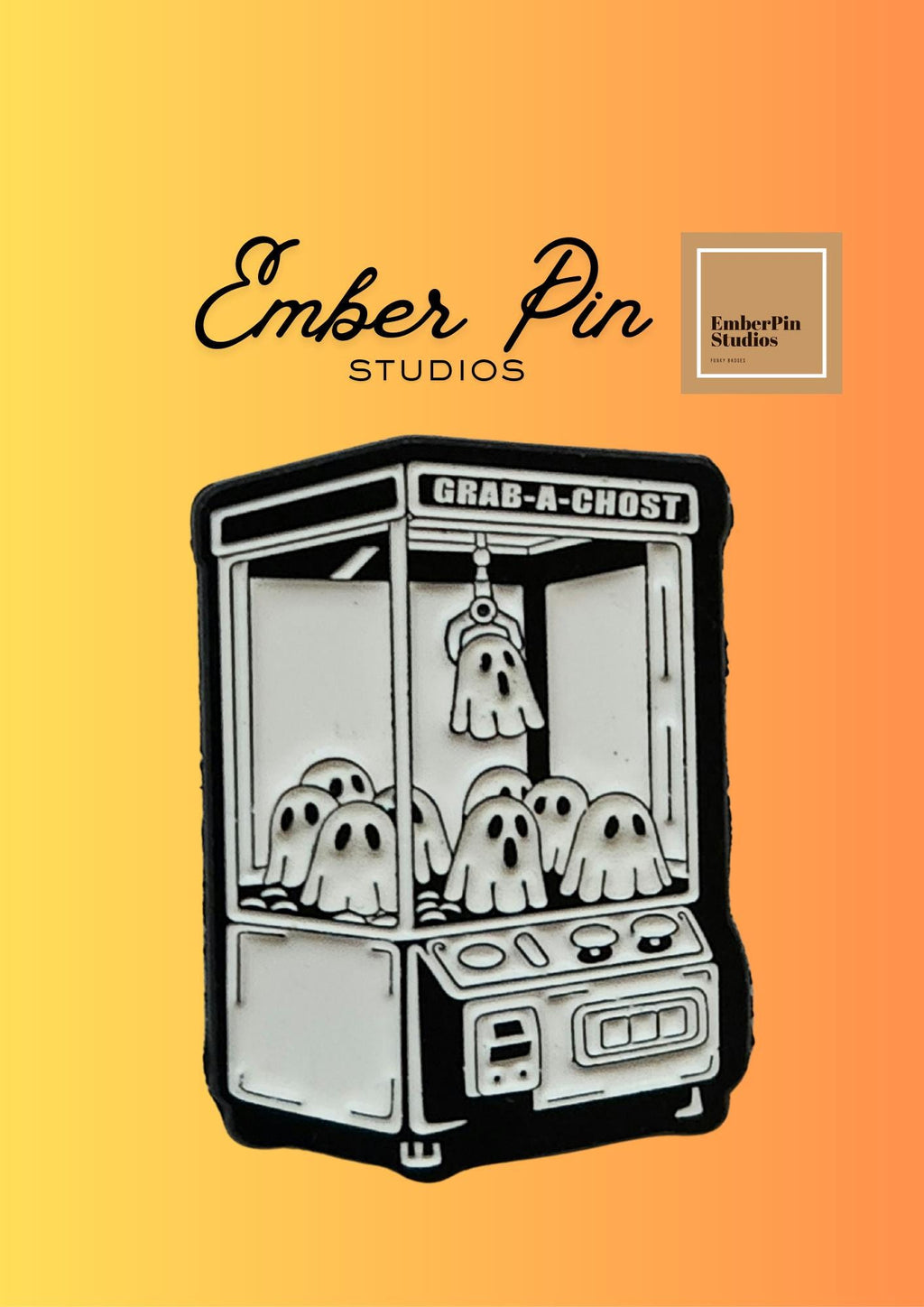 Glow In The Dark Ghost Vending Machine Pin: Classic Horror Halloween Lapel Badge