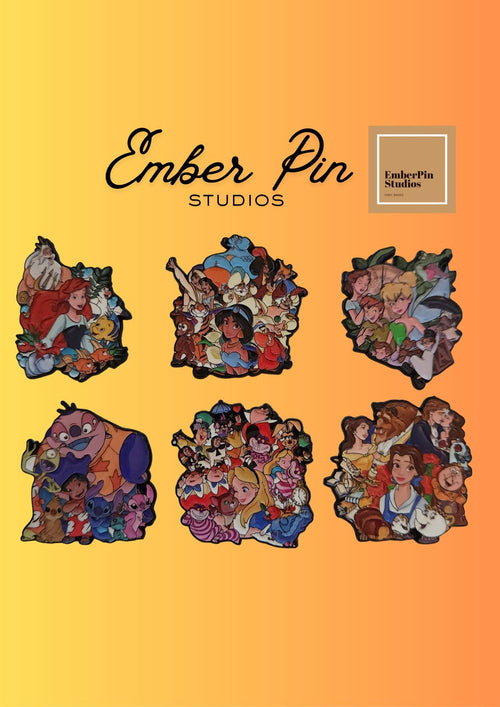 Disney Fantasy Storybook Character Pin Badges – Vibrant Cartoon Enamel Pins Inspired by Classic Fairy Tales