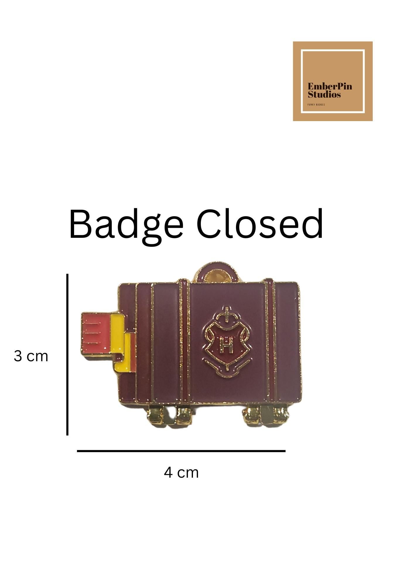 Harry Potter-Inspired Folding Pin Badge | Hogwarts Trunk Enamel Pin | Interactive Collectible Wizard Pin | EmberPin Studios