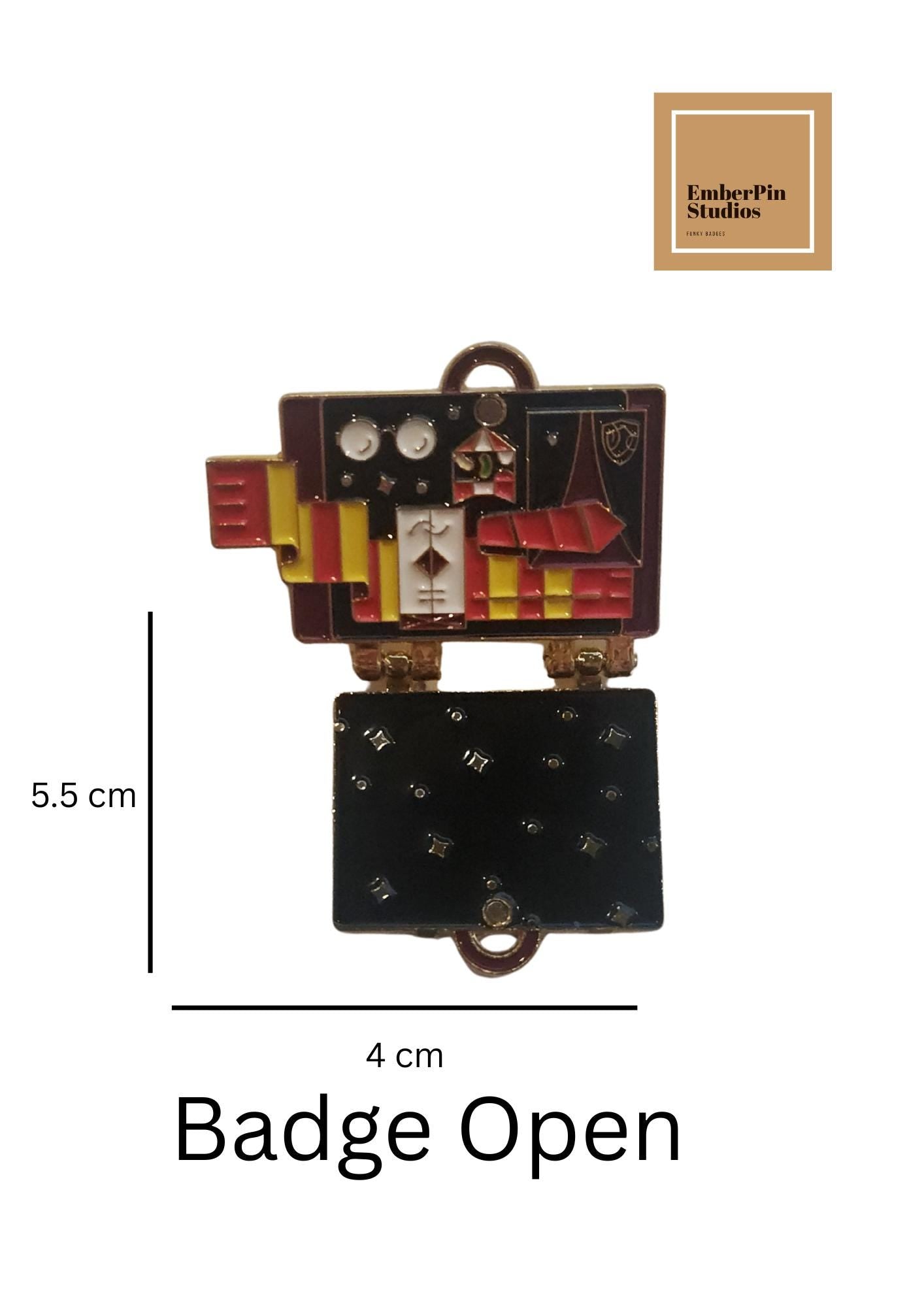 Harry Potter-Inspired Folding Pin Badge | Hogwarts Trunk Enamel Pin | Interactive Collectible Wizard Pin | EmberPin Studios