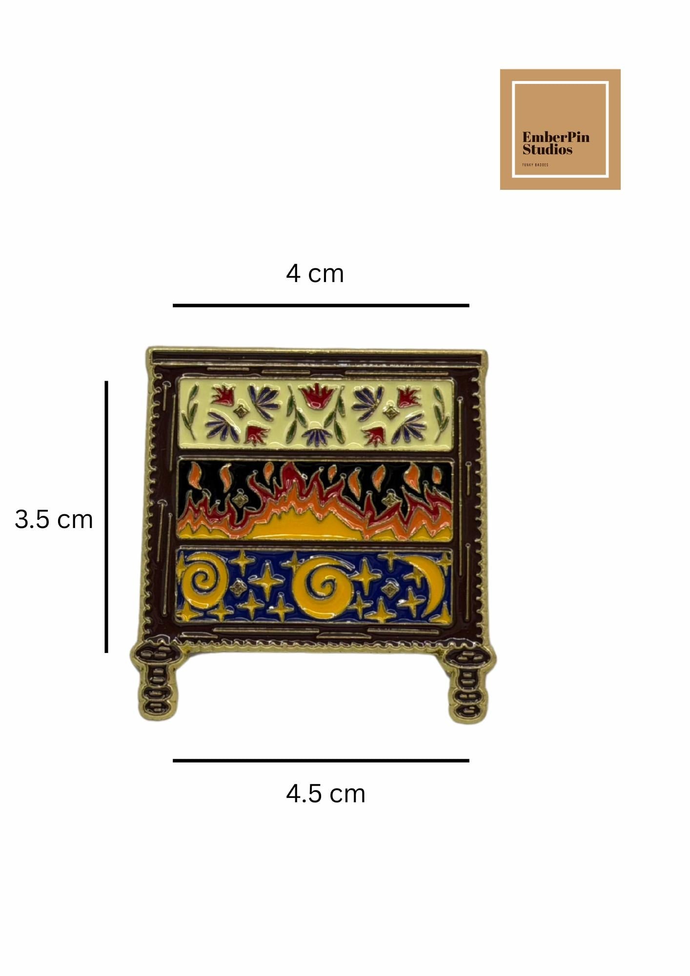 Witchy Gothic Cats Bats And Halloween Charm, Stained Glass Style Artwork Enchanted Decor Motifs Hard Enamel Lapel Pins