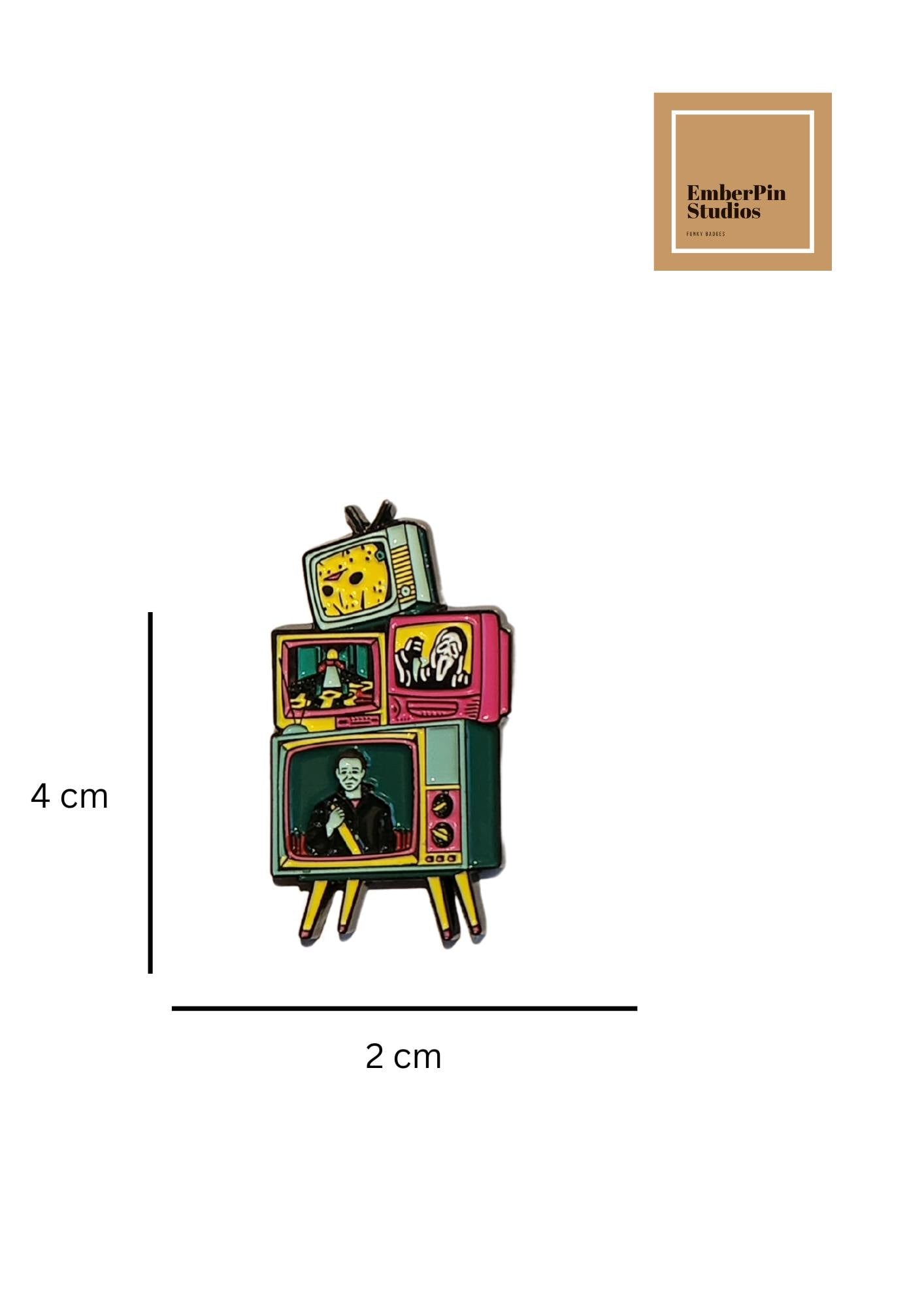 Retro Horror Enamel Pins Spooky Nostalgia VHS Style Art Hard Enamel Lapel Pins Cthulhu Scream X Files Retro Horror Nostalgic Pop Culture