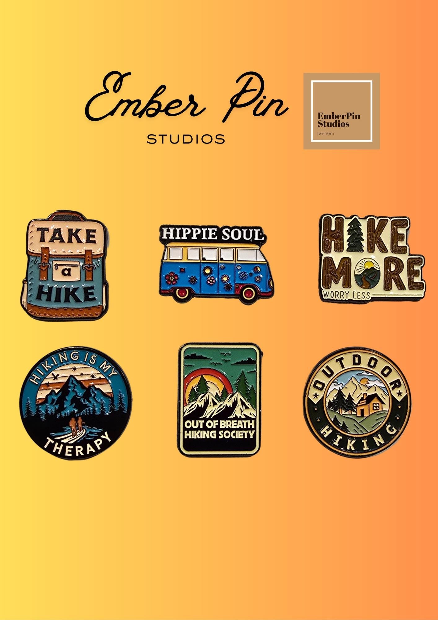 Hiking & Outdoor Adventure Enamel Pins Nature Lover Lapel Pins Camper Backpack Pins VW Camper Van Life