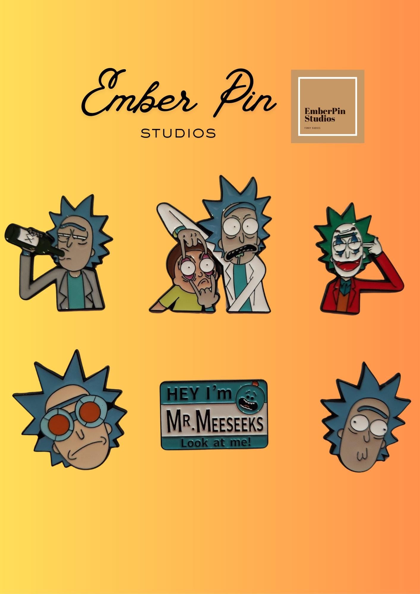 Rick and Morty Inspired Enamel Pin Set | Cartoon Pin Badges | Funny Sci-Fi Collectible Pins | Backpack & Jacket Pins