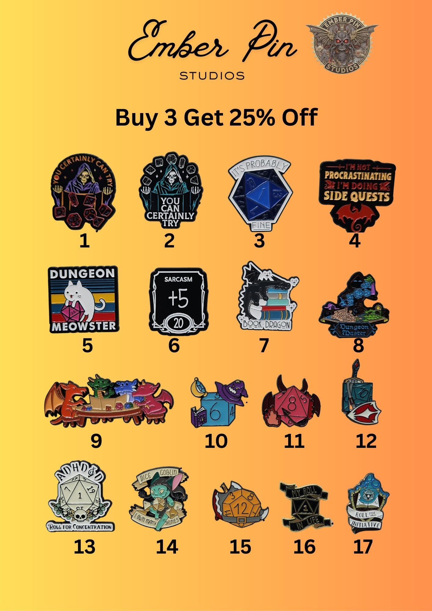 D&D Inspired Enamel Pins, Tabletop RPG, Dice, Dragon And Dungeon Pins, Dungeon Masters, Fantasy Play