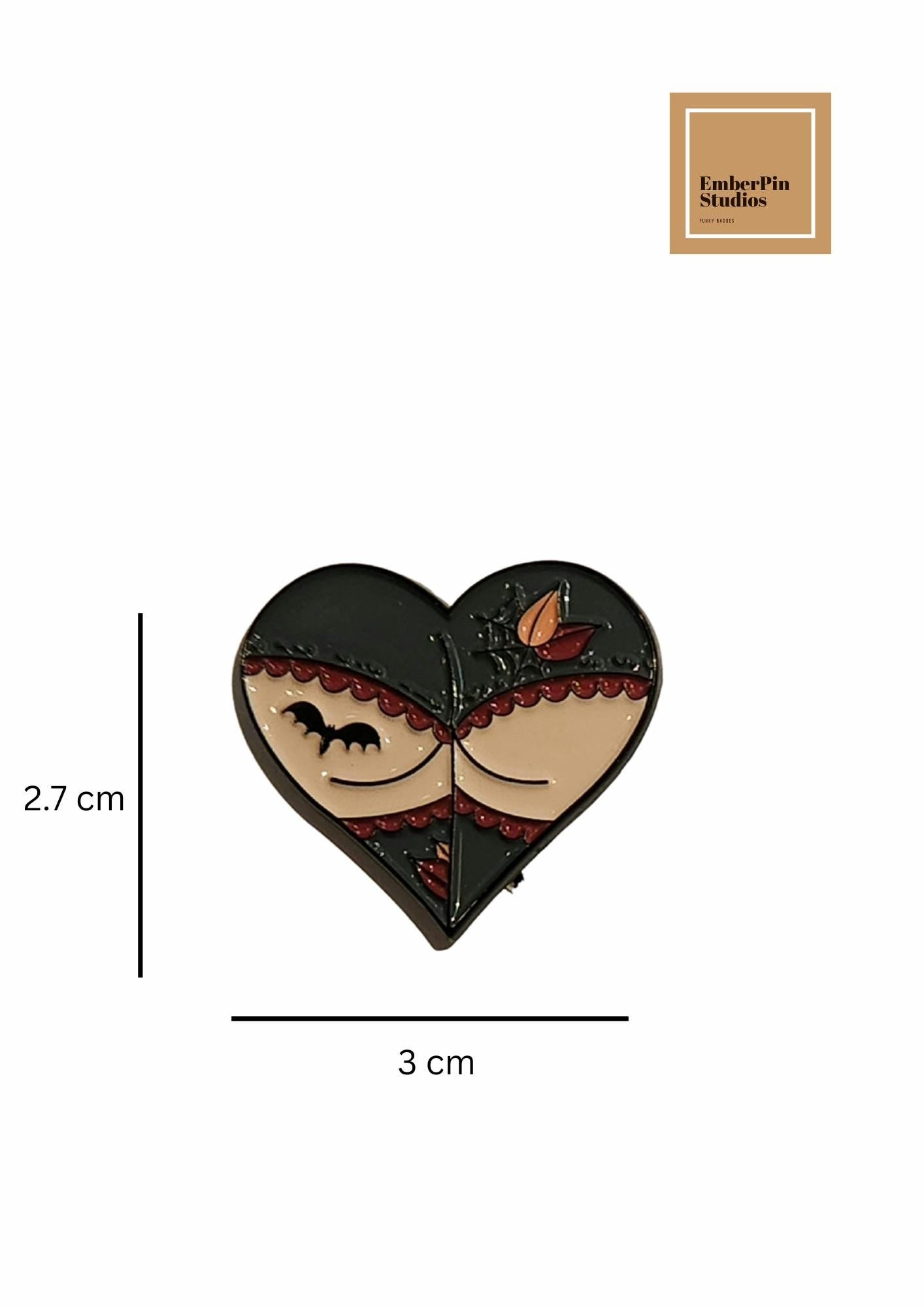 Gothic Heart Enamel Pins Set – Spooky Witchy Horror Aesthetic Pins, Dark Fantasy Valentine Heart Enamel Lapel Pins