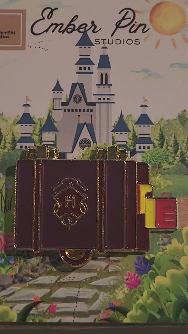 Harry Potter-Inspired Folding Pin Badge | Hogwarts Trunk Enamel Pin | Interactive Collectible Wizard Pin | EmberPin Studios